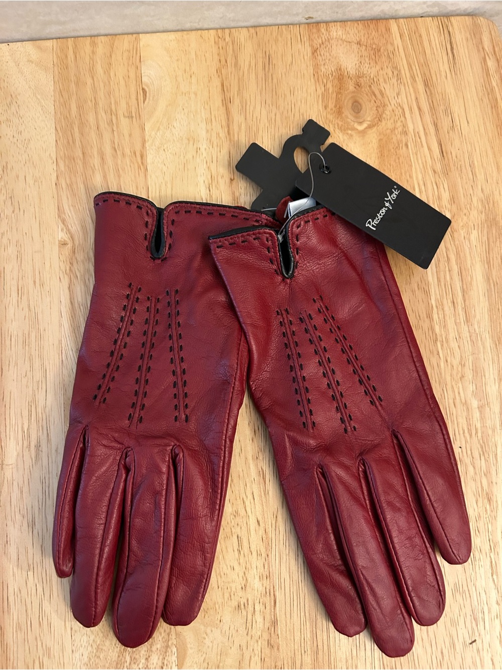 NWT- Preston & York women's red genuine leather gloves
